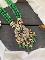 Green Bead Victorian Diamond Neckpiece-Peacock-VV334