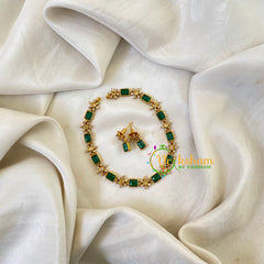 Simple AD Stone Choker -Green white -G6395