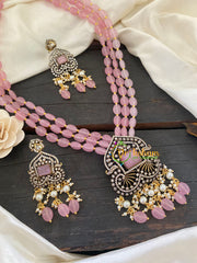 Baby Pink Bead Victorian Diamond Neckpiece-VV06