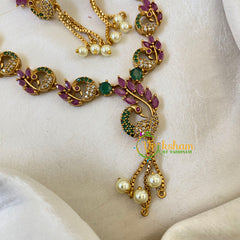 Elegant AD Stone Choker Short Neckpiece-Red Green-G6422