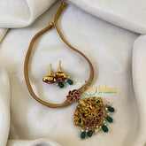 Lakshmi Pendant Short neckpiece-Green Bead -G6465