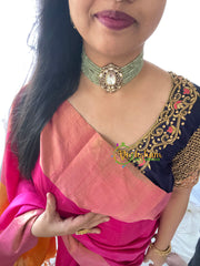 Pastel Green Bead Victorian Diamond Choker-VV029