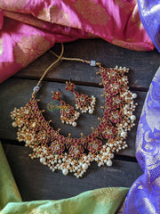 Precious Kemp Guttapusalu Neckpiece – Red-White-Green-G527