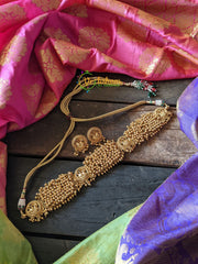 Golden Pearl peacock High Neck Choker -G351