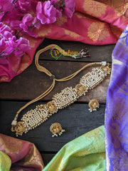 Pearl peacock High Neck Choker-G484