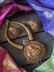 Lakshmi Red-Green Pearls Bend Pipe set-G496