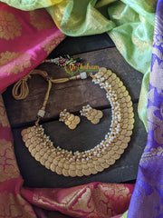 Kerala style Lakshmi Coin Layered Pearl Neckpiece-G483