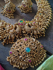 Traditional Peacock Gold Look Alike Neckpiece-G476