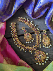 Premium AD stone Pendant Neckpiece -Red -G948