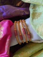 Ruby Bar shaped AD bangles - 4 bangles -G179