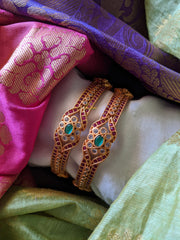 Unique Leaf Flower Bangles - Multi Color - A pair (2 bangles)-G372