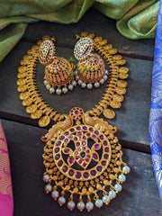 Round pendant Coin Neckpiece Jhumkas-G374