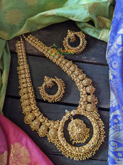 Gold Look Alike Premium Quality Lakshmi Haaram with Chandbali Earrings-G373