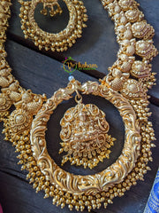 Gold Look Alike Premium Quality Lakshmi Haaram with Chandbali Earrings-G373