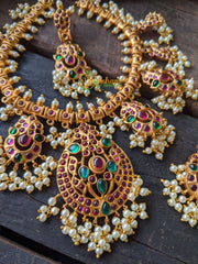 Gold Look Alike Guttapusalu -Green Red CZ Stones -G121