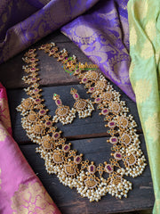 Gold Look Alike Guttapusalu Haram Premium -Red CZ Set -G122