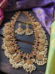 Gold Look Alike Guttapusalu Haram Premium -Red CZ Set -G122