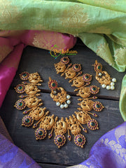 Premium Kemp Temple Lakshmi Short Neckpiece -G888