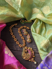 Peacock Pendant CZ stone Neckpiece -Red,Green-G823