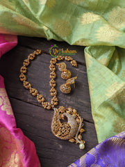 Peacock Pendant CZ stone Neckpiece -White -G824