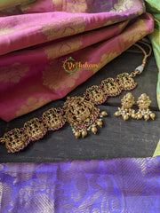 Exclusive Temple Nagas Choker -Lakshmi -Red, Green -G164