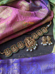 Exclusive Temple Nagas Choker -Lakshmi -Green -G163