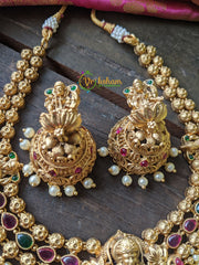 Premium Gold Temple Short Neckpiece -Lakshmi -G839