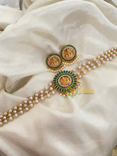 Gold look alike Lakshmi Pearl High Neck Choker-Green-G4038