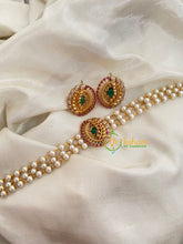 Gold look alike Pearl High Neck Choker-Leaf Branch-G4034