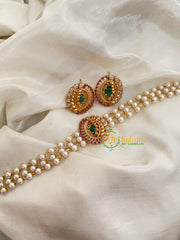 Gold look alike Pearl High Neck Choker-Leaf Branch-G4034