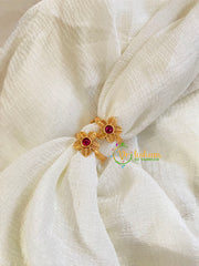 Premium AD Stone Toe Rings -Red-G10041