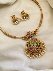 Premium AD Stone Hasli Choker-Round Pendant-G7387