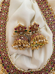 Exquisite Precious AD Stone Haram-Gold and Pearl -G3987