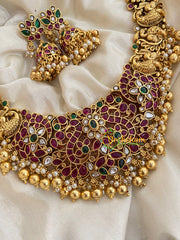 Precious AD Stone Bridal Short Neckpiece-Gold and Pearl -G3994