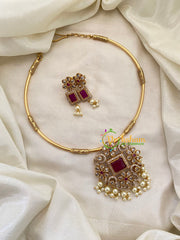 Premium AD Stone Hasli Choker-Red-G7392