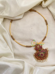 Premium AD Stone Hasli Choker-Floral Pearl-G7393