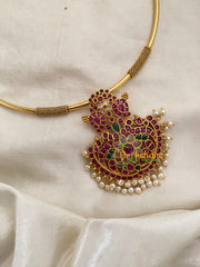 Premium AD Stone Hasli Choker-Floral Pearl-G7393