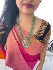 Green Bead Victorian Diamond Temple Neckpiece-VV059