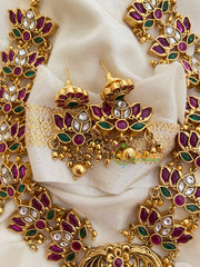 Premium AD Stone Lotus Short Neckpiece-G3990