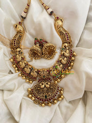 Gold Look Alike Short Neckpiece-Peacock-Gold Bead-G3981