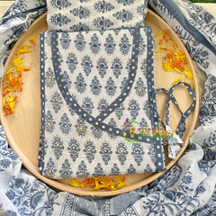 Grey Jaipur Cotton Suit Material Set-VS1133
