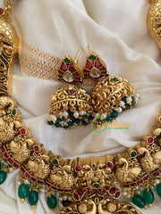 Gold Look Alike Short Neckpiece-Peacock-GreenBead-G3982
