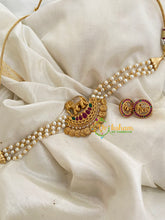 Elephant Gold look alike Pearl High Neck Choker-G3980