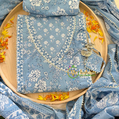 Grey Jaipur Cotton Suit Material Set-VS1131