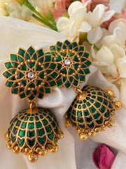 Precious Jadau Kundan Green Jhumkas -J155