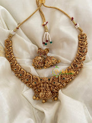 Premium Vishnu Lakshmi Temple Short Neckpiece-G3979