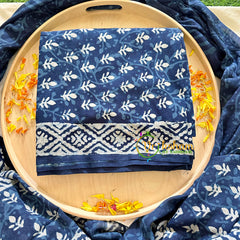 Indigo Blue Jaipur Cotton Suit Material Set-VS1024