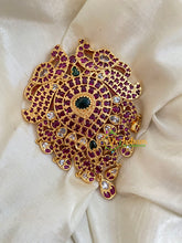 Premium Peacock Jada Billai -Hair Accessory-Red Green White-G4053