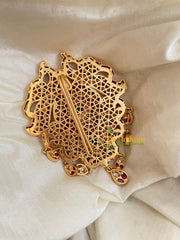 Premium Peacock Jada Billai -Hair Accessory-Red Green White-G4053