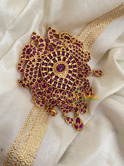 Premium Peacock Jada Billai -Hair Accessory-RED-G4052